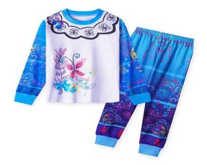 Girl Encanto Pajamas Children Blue Pink Mirabel Print Long Sleeve Tops and Pants 2 Pcs Outfit KidsCasual Sleepwear Clothing Set G24463933