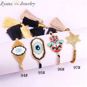 5 pçs miyuki hamsa mão estrela olho conector pulseira elegante na moda pulseira para mulheres para meninas charme jóias bracelet292o