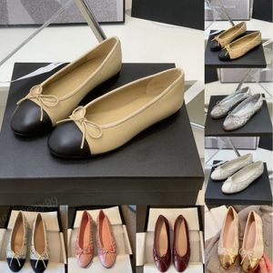 2023 neue Ballerinas Frauen Klassische Schaffell Multi Farbe Bogen Spleißen Sandalen Tweed Sommer Casual Leder Schuhe Runde Kappe Rutsche