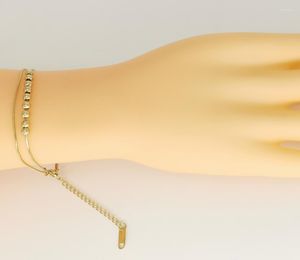 Charm-Armbänder, individuelles Logo, einfacher Stil, Design, Schmuck, Doppel-Edelstahl-Kette, Perlenarmband, Großhandel