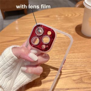 İPhone Clear Acrilik Koruma Telefon Kılıfı için Deluxe Elektroklokal Glitter Lens Film Telefon Kılıfı