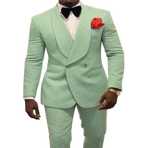 Mint Green Men Tuxedos Tuxedos Expossing Groom Tuxedos Fashion Men Blazer 2 sztuki garnitur kurtka na bal