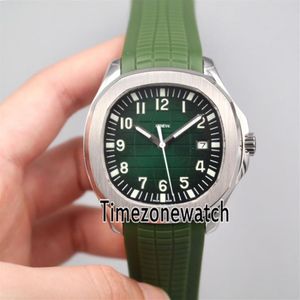 Nuovo Aquanaut 5168G-010 Cassa in acciaio quadrante verde quadrante automatico orologio da uomo in gomma verde orologi di alta qualità economici per fuso orariowatc220b