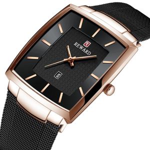 Reward 48 37mm Diameter Dial Quartz Mens Watch Calendar Comfortable Steel Mesh Belt 6MM Ultra Thin Gentlemans Watches Simple To Be2721