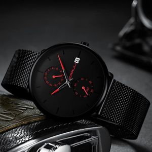 2022New Crrju Fashion Mens Watches Top Brand Luxury Quartz Watch Men Casual Mesh Acciaio Wateroproof Sport Watch Relogio Masculi262Q