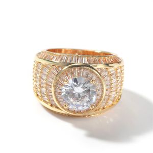 Mrożone złotą pierścień moda duże kamienie srebrne męskie pierścienie bioder biżuteria 275s