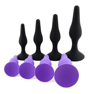 Massage 4PCS Set Butt Plug für Anfänger Erotische Spielzeug Silikon Anal Plug Erwachsene Produkte Anal Sex Spielzeug für Männer frauen Homosexuell Prostata Mas3964364