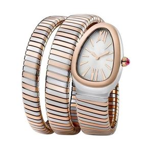 2021 New Women Watch Snake Bangle Silver Rose Gold Long Bracelet White Rome Japanese Quartz Stainless Steel Sapphire Wristwatch287b