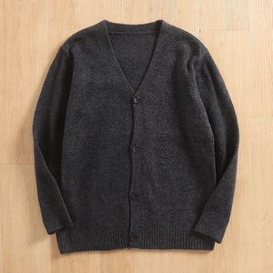 Maglioni da uomo con scollo a V maglione cardigan da uomo caldo vintage moda casual monopetto lavorato a maglia di lana autunno inverno cappotto spesso maschile