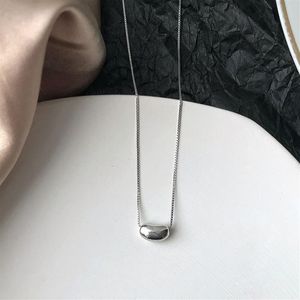 100% äkta 925 Sterling Silver Chain Halsband Kvinnor Korea Bean Choker Halsband Fina smycken Födelsedagspresenter Hela YMN201325A