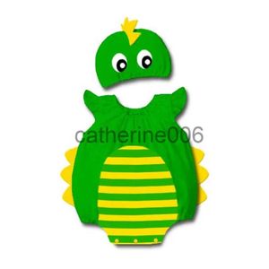 Speciella tillfällen Baby Boys Green Dinosaur Costume Cosplay Rompers Jumpsuit för spädbarns småbarn kort sommar halloween födelsedagsfest fancy klänning x1004