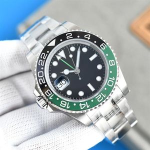 Ceramic Green Black Dial Men's Watch 40mm Automatiska mekaniska armbandsur Vattentäta lysande rostfritt stål Strap ST9 FOL3050