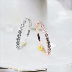 Anéis de cluster Lace Foe Mulheres S925 Sier Cubic Zirconia Fine Row Stacking Tail Anel Nupcial Noivado Jóias JZ487 Drop Delivery Dh5Kr