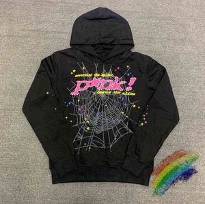 Herrtröjor tröjor pufftryck sp5der hoodie män kvinnor hög kvalitet tung tyg spindel web pullover avancerad design 558ess