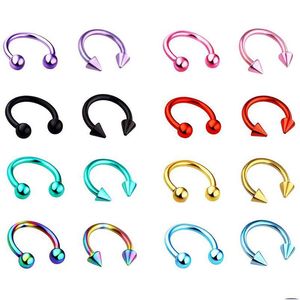 Burun Halkaları Saplamalar 16g Horseshoe Halkası Piercing Cerrahi Çelik 316L Titanyum Septum Kulak Burun Dudak Tragus Vücut Damla Teslimat DHSRS