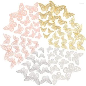 Adesivos de parede 3D Butterfly Decor Decorações de bolo de papel para decorar festa de casamento 72 unidades