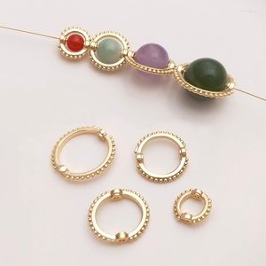 Loose Gemstones True 14K Gold Plated Copper 4-10MM Double Hole Bead Rings Spacers DIY Findings Jewelry Making Accessories