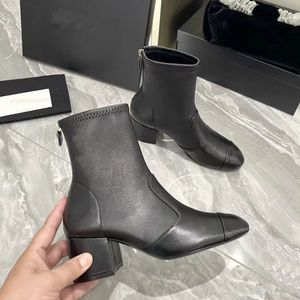 Designer Boots Mid Length Low Heels With a Waterproof Platform Soft Leather Comfortable And Versatile Fashion Classic Trendy Fashion Boots Black Women