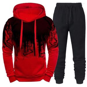 Men's Tracksuits Jogging Suits Fashion Printed For Men Casual Hoodie Pant 2 Piece Set Male Sportswear Gym Sweat Suit