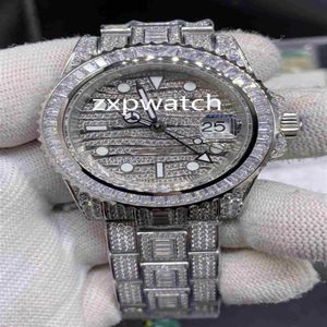 Мужские часы высшего качества ETA2836 Iced Out Diamond Watch 40 мм, корпус из нержавеющей стали 904, корпус из нержавеющей стали с ромбовидным циферблатом, часы Auto287q