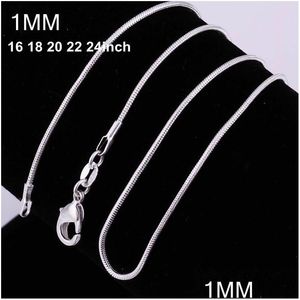 Chains 1Mm 925 Sterling Sier Smooth Snake Women Necklaces Jewelry Chain Size 16 18 20 22 24 26 28 30 Inch Wholesale Drop Delivery Pen Dhgwn