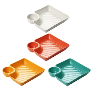 Set di stoviglie 4 pezzi Pp Piatti per spuntini Vassoio di frutta Stoviglie in plastica Piatti di gnocchi neri Divisori Ristorante Insalata Cena