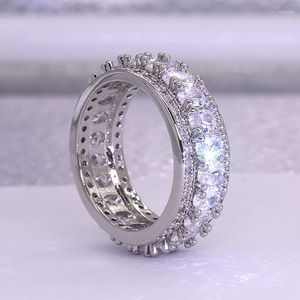 Anillos de racimo S925 Plata esterlina Anillo de joyería de diamante puro para mujeres Fino 6-10 Tamaño Bandas de boda Compromiso de piedras preciosas naturales