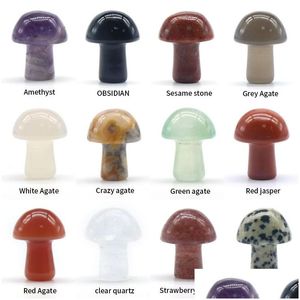 Loose Gemstones Crafts Mushroom Chakra 2Cm Stones Natural Healing Crystals Agate Quartz Ncing Reiki Yoga Flower Pot Fish Tan Dhgarden Dho7T