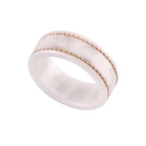 Rose Gold Designer ringer män kvinnor vit svart keramisk ring lyx män smycken charm Letter Friendship Italy Modesmycken WED220V