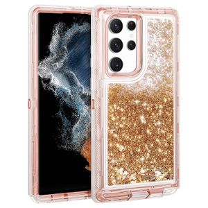 Luxury Quicksand mobiltelefonfodral för Samsung Galaxy S22 S21 S20 Ultra S10e S10 S9 S8 Plus Bling Bling Glitter som flyter kvicksand tungt stockskydd