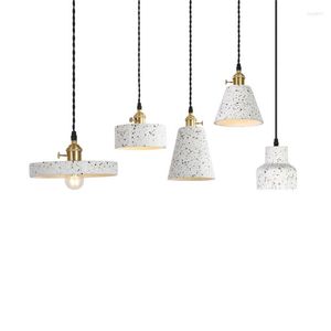 Pendant Lamps Terrazzo Northern Europe Creative White Fashion Tea Restaurant Bar Milk Shop House Cement Chandelier