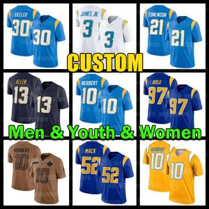 10 Maglia Justin Herbert 3 Derwin James Jr. Football 97 Joey Bosa 30 Austin Ekeler 52 Khalil Mack 26 Asante Samuel Keenan Allen Junior Seau Chargers LaDainian Tomlinson