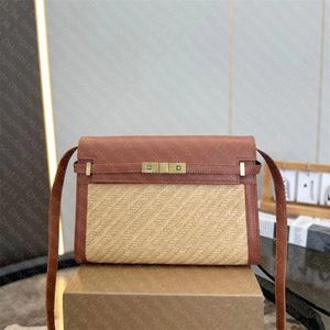 Çanta tasarımcısı çanta kadın manhattan saman dokuma el çantası moda lüksler tote crossbody erkekler deri kare omuz çantaları