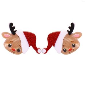 Hoop Earrings Christmas Deer For Women Light Acrylic Cute Gifts