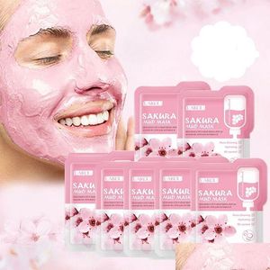 Outros itens de beleza de saúde Laikou Japão Sakura Lama Máscara Facial Limpeza Clareamento Hidratante Óleo-Controle Argila Facial Máscaras de Cuidados com a Pele D Dhl8L