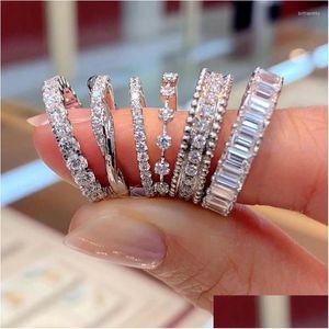リング女性バンドのためのHuitan Luxury Promise Fing Accessories Fl Cubic Zirconia Trendy Jewelry Dropt Brit22 Drop Delivery Ring DHPVR