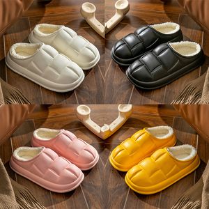 2023 winter waterproof shoes cotton slippers flat bottom men women size 36-45 white gray black pink yellow green