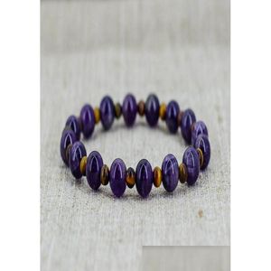Модный фиолетовый кварцевый браслет из бисера, натуральный тигровый глаз, мала, браслеты с бусинами, ювелирные изделия для йоги, мужской подарок, Прямая доставка Dhxim