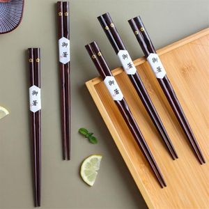 Chopsticks 10 Pair Solid Wood Non-Slip Sushi Sticks Chop Chinese Gift Reusable267F