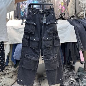 Брюки-карго с несколькими карманами для мужчин и женщин, 1 качественные уличные винтажные брюки