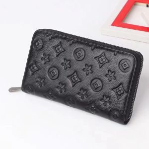 Brieftaschen Mode Schwarz empreinte Frauen Clutch Lady Damen lange Brieftasche PU-Leder Einzelreißverschluss Brieftaschen klassische Mais Geldbörse Kartenhalter 60017 Geldbörse Kartenhalter