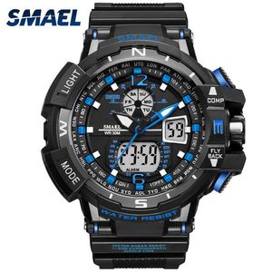 Мужские спортивные часы, водонепроницаемые противоударные брендовые роскошные мужские наручные часы SMAEL S Shock 1376, цифровые часы со светодиодной подсветкой, мужские часы Go325C