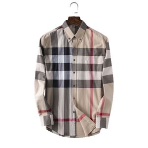 2023 Men's Casual Shirt Designer Plaid Fashion Polo Collar Long Sleeve Single Button Classic Comfort Business Cotton Shirt Asiatisk storlek M-4XL 02