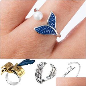 Cluster-Ringe Mode eingewickelter offener Ring für Frauen Liebesbrief Fisch Dekoration Vintage Party Paar Schmuck Geschenk Drop Lieferung DHFI8