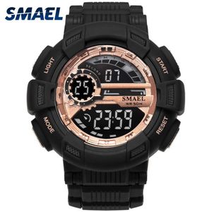 Sportuhren Camouflage-Uhrenarmband Smael Herrenuhr 50 m wasserdicht Top s Shock Watch Herren LED 1366 Digitale Armbanduhren Militär Q02495