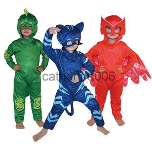 Speciella tillfällen varma blå pyjama pojkar flickor katt hund pojke anime hjälte dräkt med mask cosplaykläder kostym barn halloween födelsedagsfest barn gåva x1004