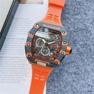 Top Digite Version Skeleton Dial All Fiber Pattern Case Japan Sapphire Mens Watch Rubber Designer Sport Watches 16257T