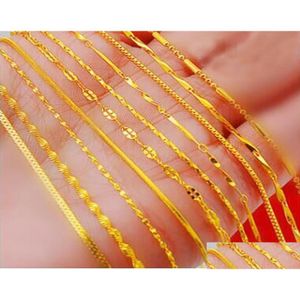 Pendant Necklaces 18 Gold Plated Necklace 24K Euro Vietnamese Sand Chain Whole Short Paragraph True Color Clavicle Chain6457334 Drop D Dhaph