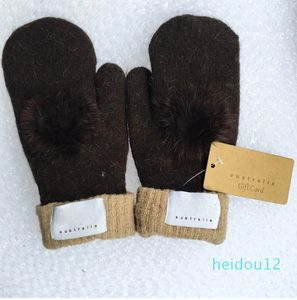 Handschuhe für Winter und Herbst, Kaschmir-Fäustlinge, Handschuh mit schönem Fellknäuel, Outdoor-Sport, warme Winterhandschuhe