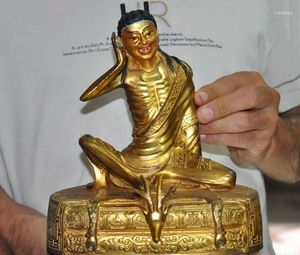 Декоративные статуэтки Старый Тибетский буддийский храм Бронзовая позолота Статуя Будды Миларепы Архата